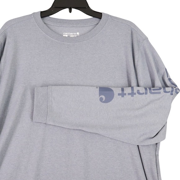 Carhartt Tops - Carhartt Loose Fit Long Sleeve T Shirt Women's XL Gray Logo Sleeve Graphic Tee